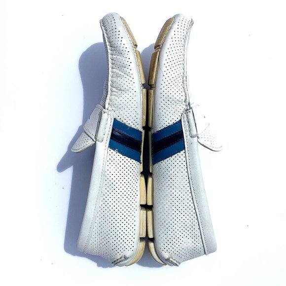 Men’s White Prada Leather Perforated Driving Shoes with Stripes Italy US 10.5 - Picture 5 of 10